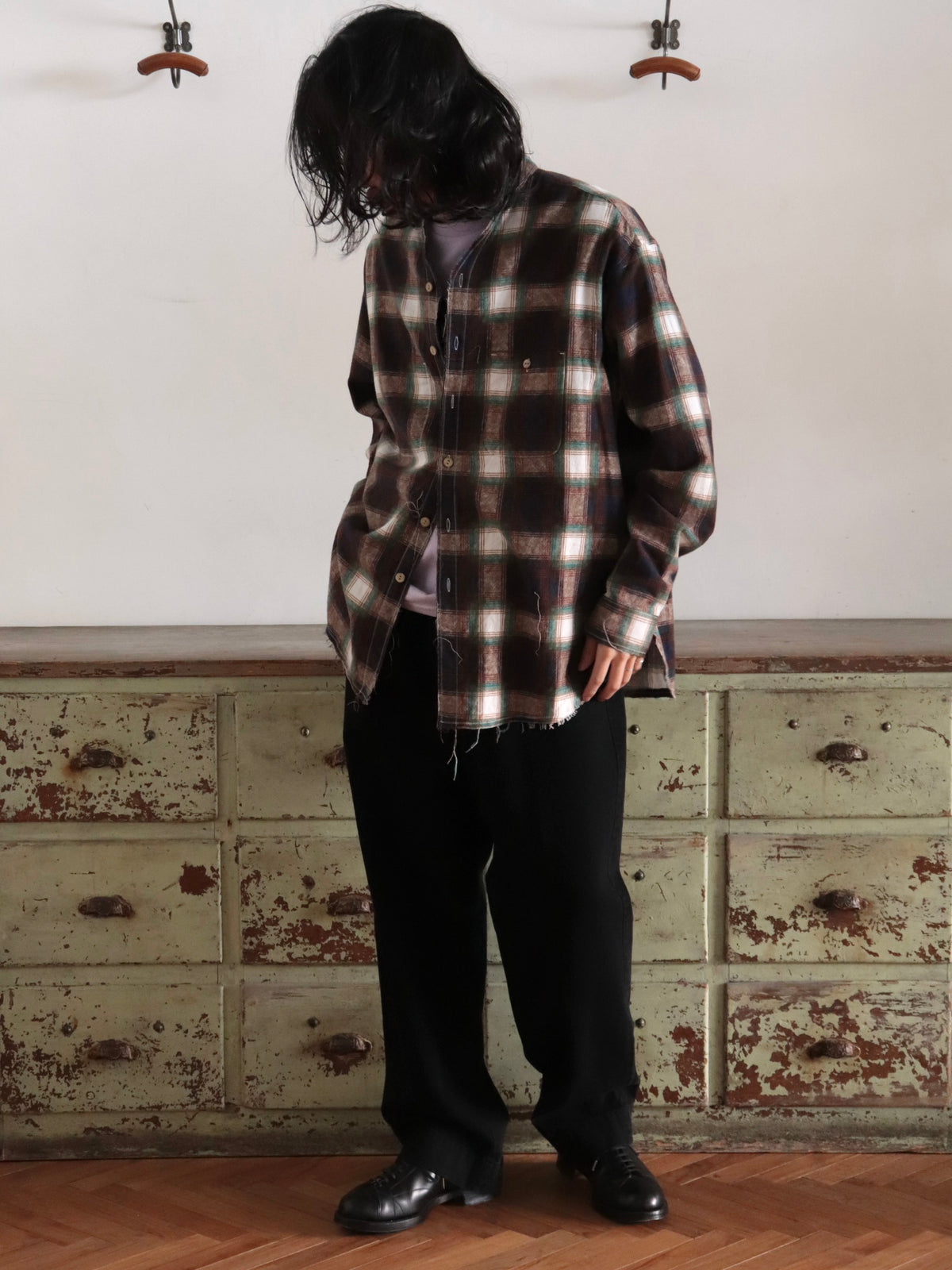 cut off collar work shirt