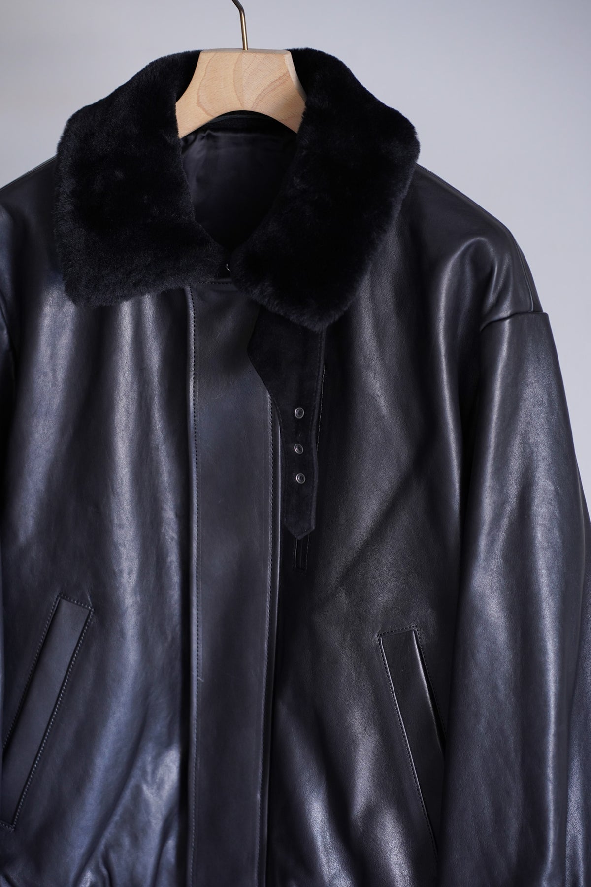 MOUTON COLLAR CALF ZIP JACKET