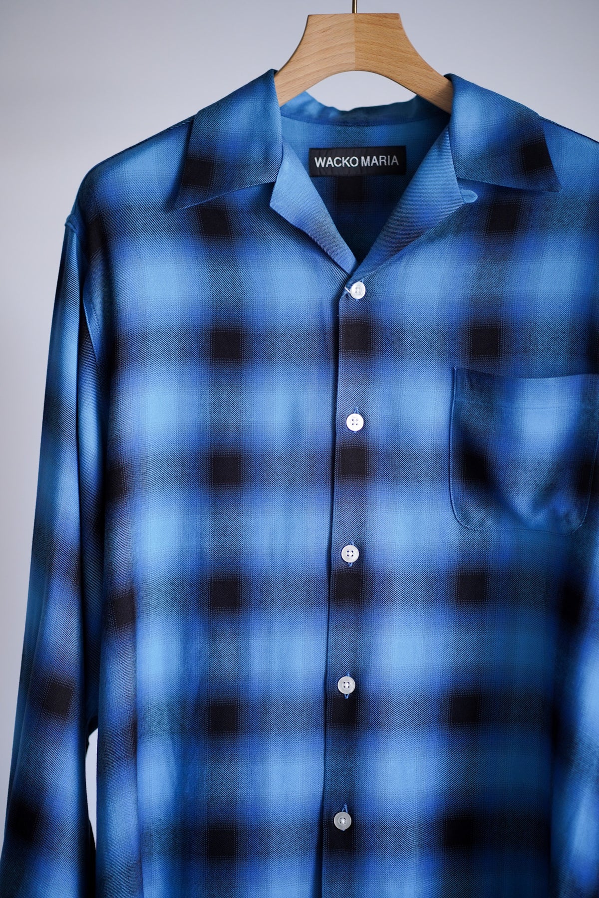 OMBRE CHECK OPEN COLLAR SHIRT L/S ( TYPE-5 )