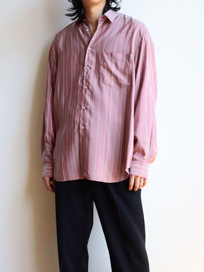 SHIRT137 ALF SILK Wine stripe