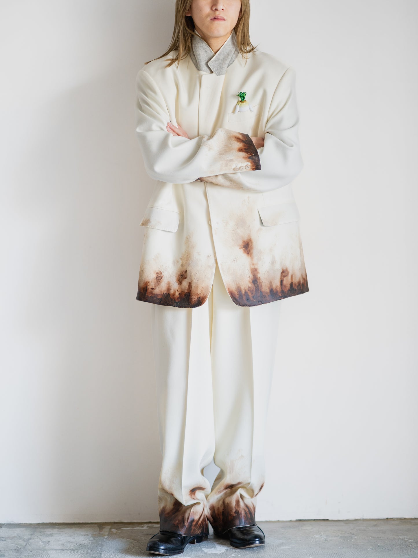 MUD-HAND-PAINTED TAILORED TROUSER