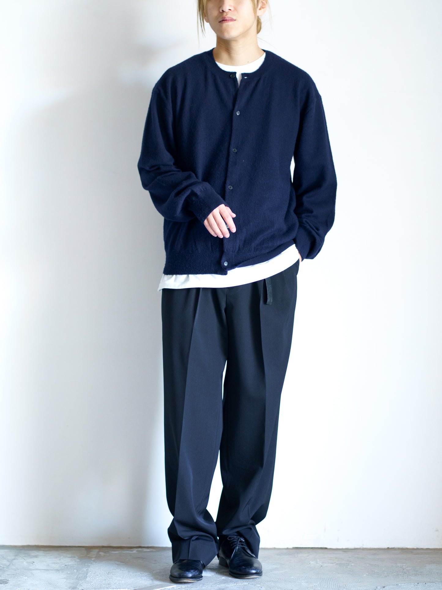 BRUSHED CASHMERE COTTON KNIT CARDIGAN