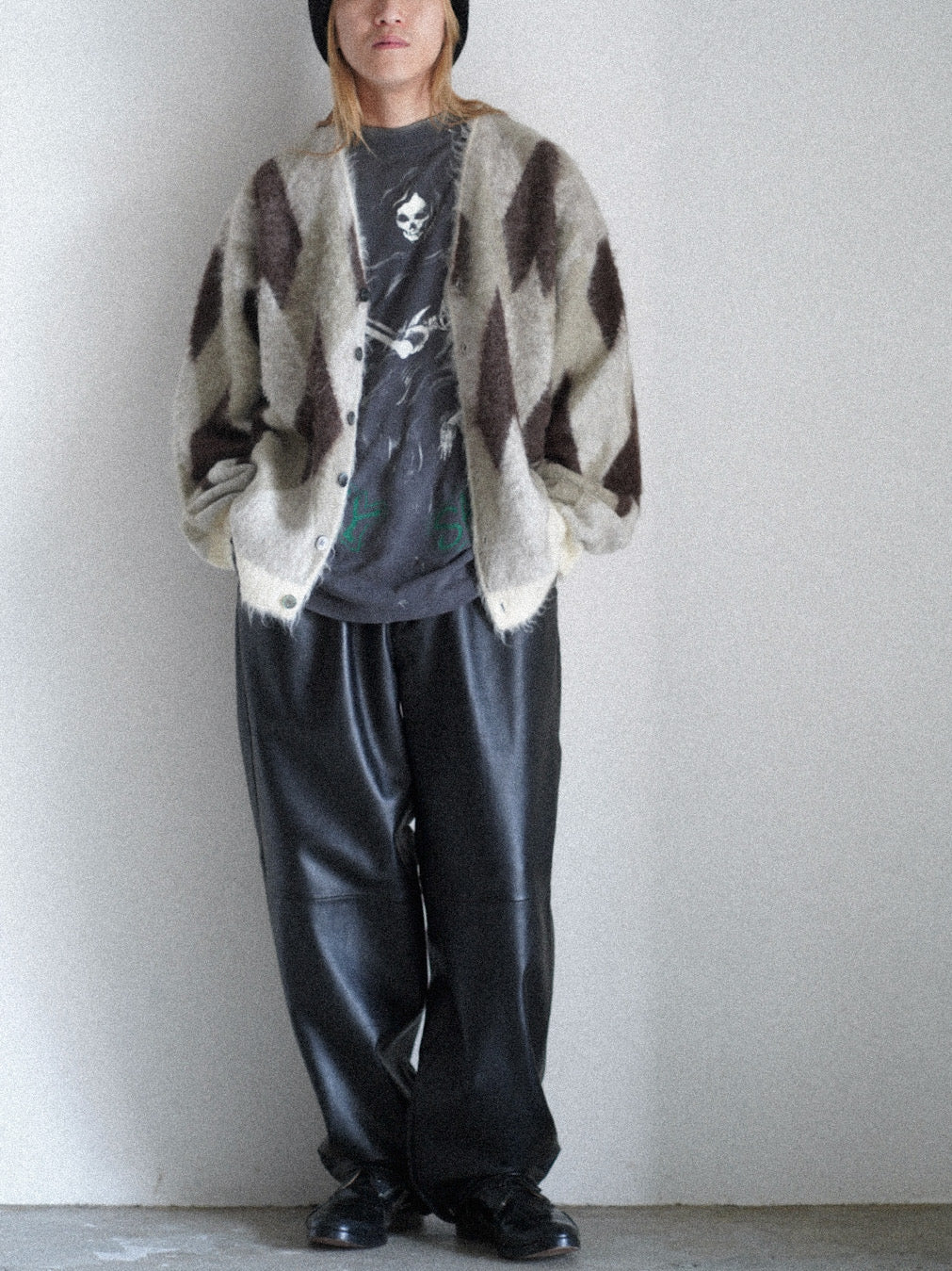 074 KNIT CARDIGAN/ ARGYLE