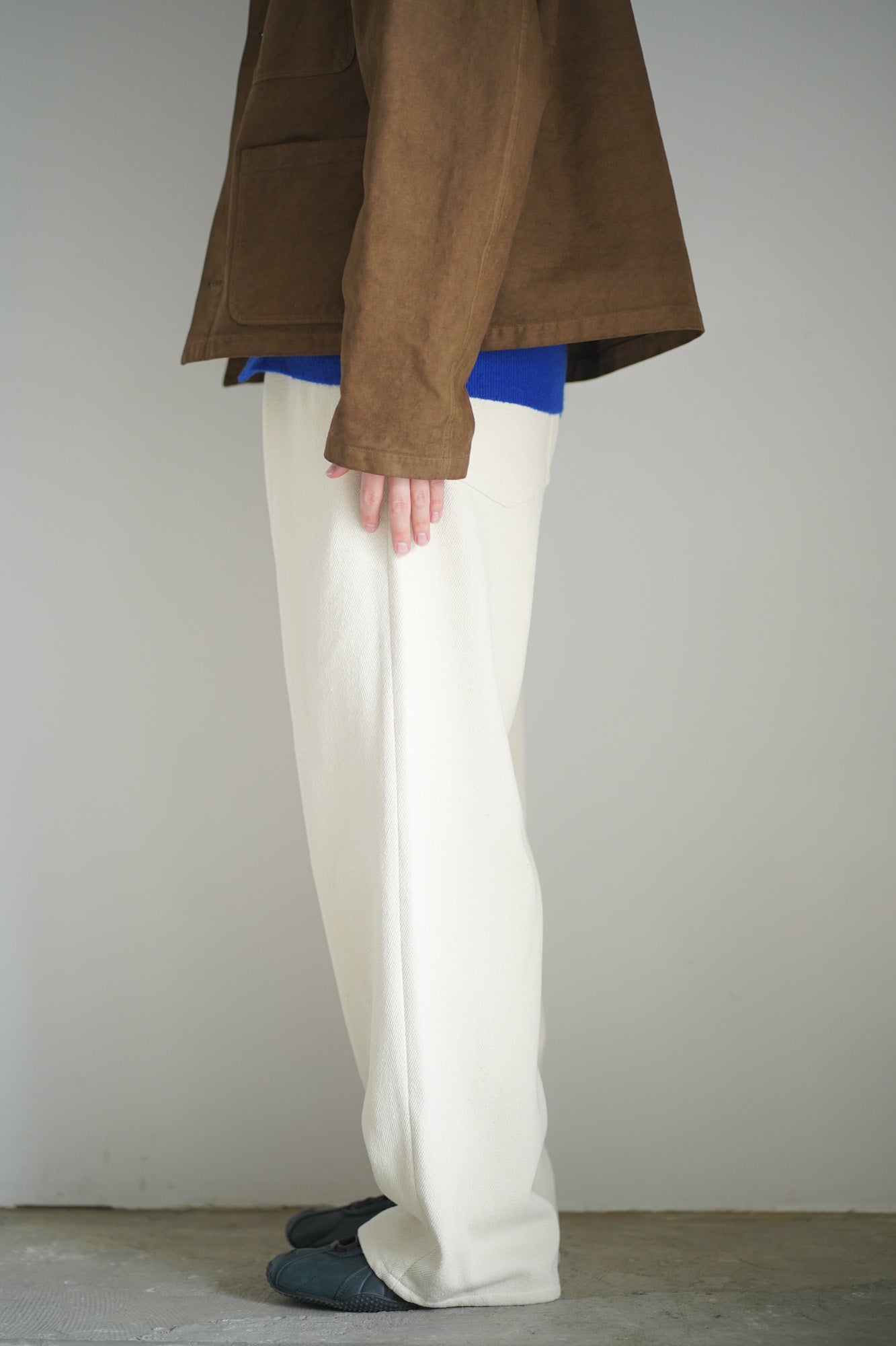 SILK NEP DENIM 5P WIDE PANTS