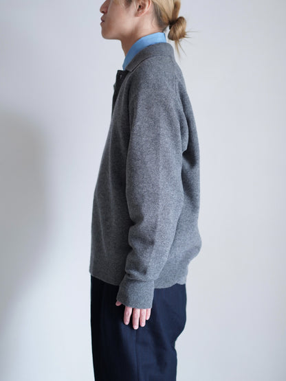 EXTRA FINE WOOL KNIT POLO LS