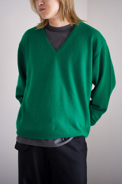 PURE CASHMERE KNIT V NECK LS
