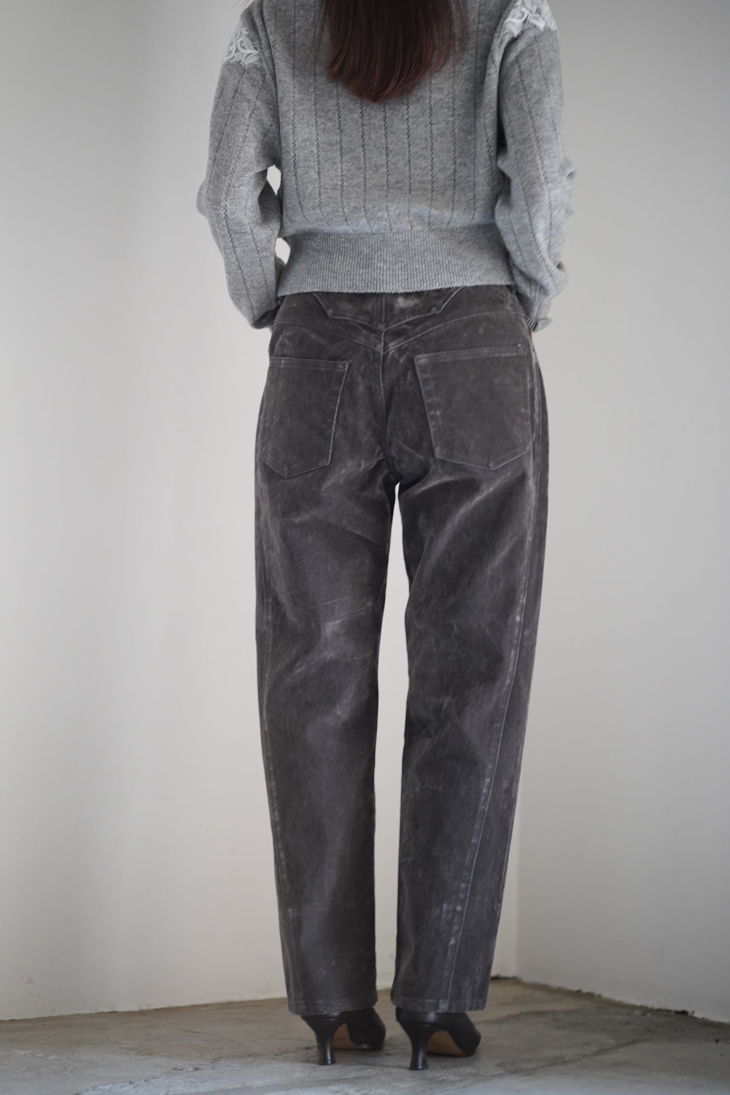 FLOCKED DENIM SLIM JEANS