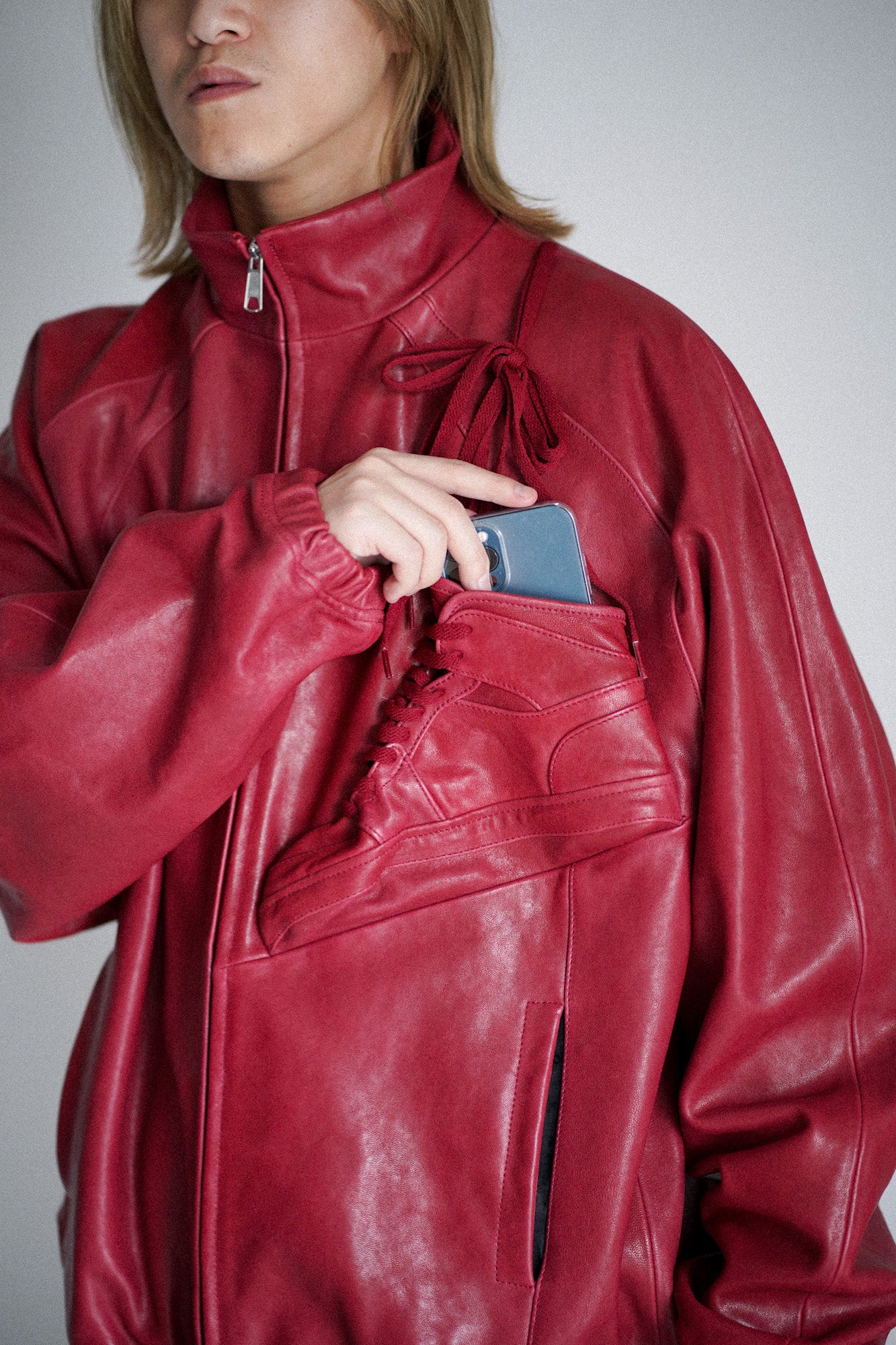BASKETBALL SHOE POCKET LEATHER JACKET