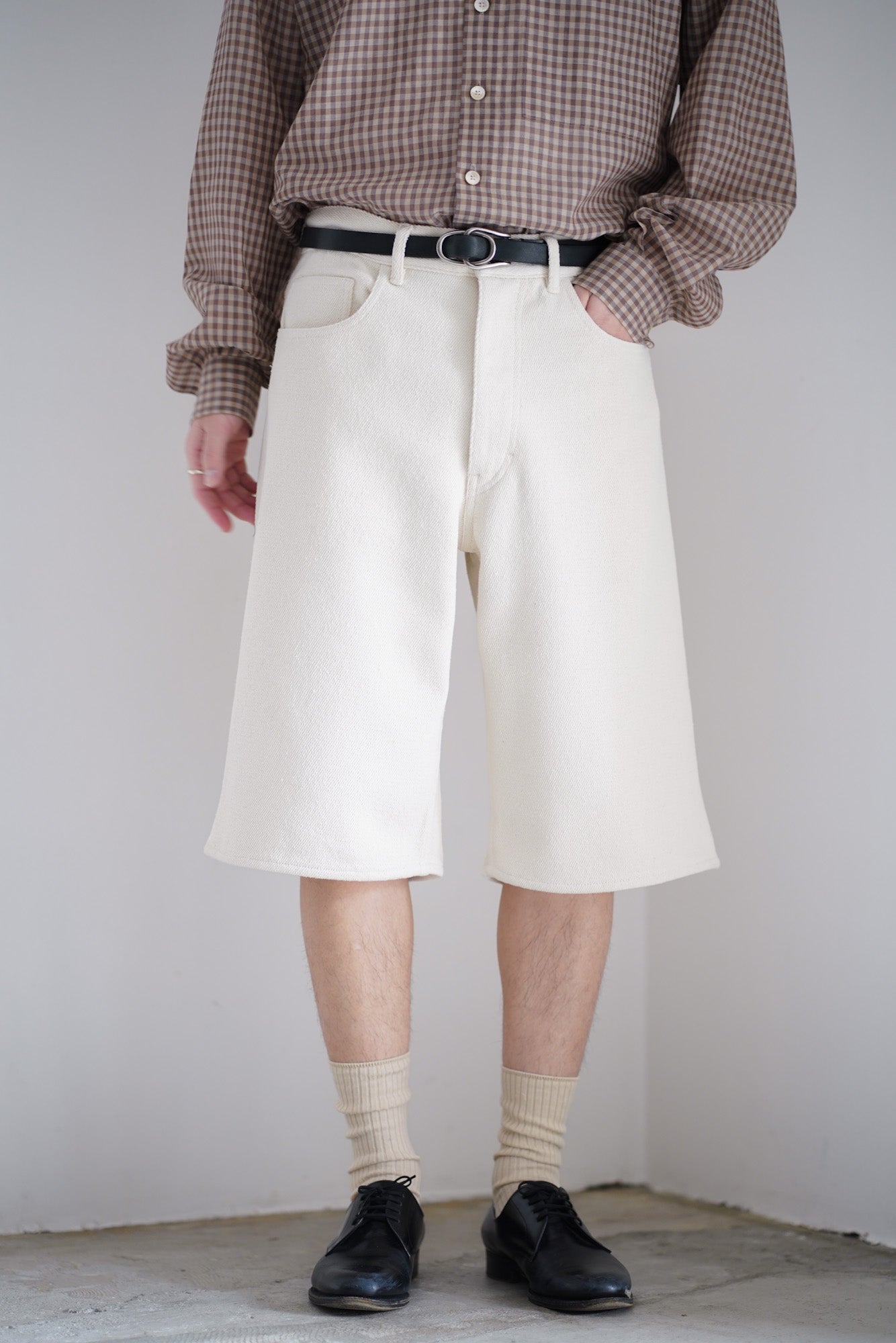 SILK NEP DENIM 5P WIDE SHORTS