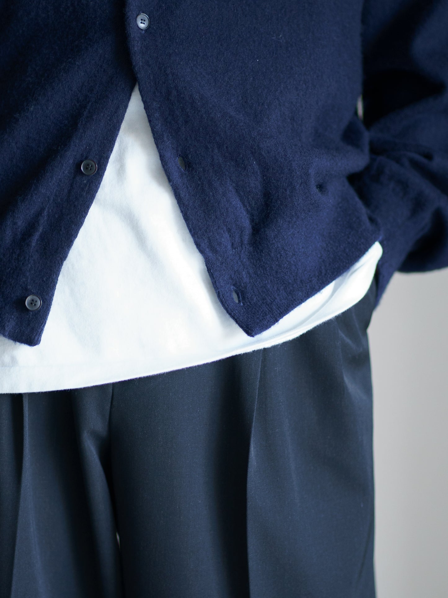 BRUSHED CASHMERE COTTON KNIT CARDIGAN
