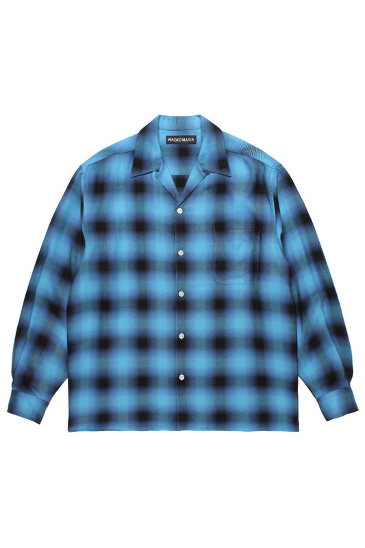 OMBRE CHECK OPEN COLLAR SHIRT L/S ( TYPE-5 )