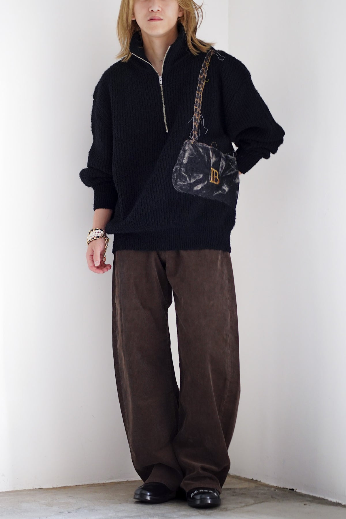 TROMPE L’OEIL EMBROIDERY HALF ZIP KNIT
