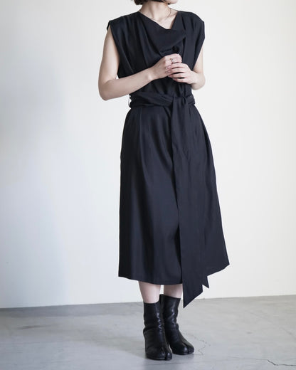 TWILL COWL NECK DRESS
