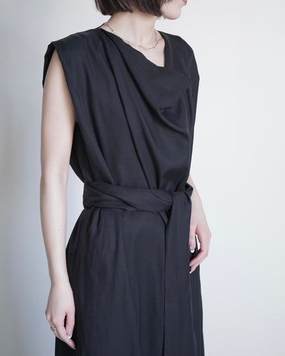 TWILL COWL NECK DRESS