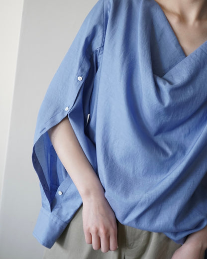 TWILL COWL NECK BLOUSE