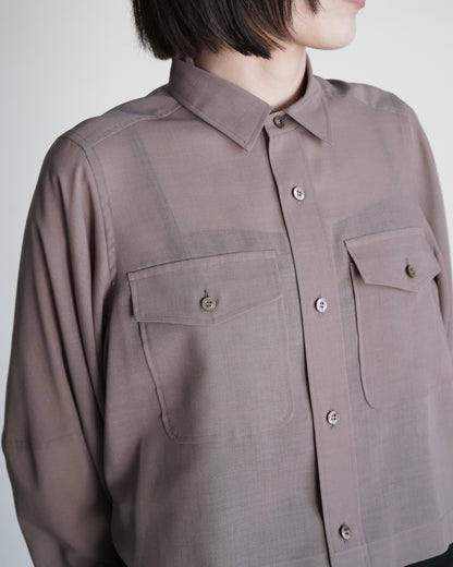 T/W VOILE BALLOON SLEEVE CROPPED SHIRT
