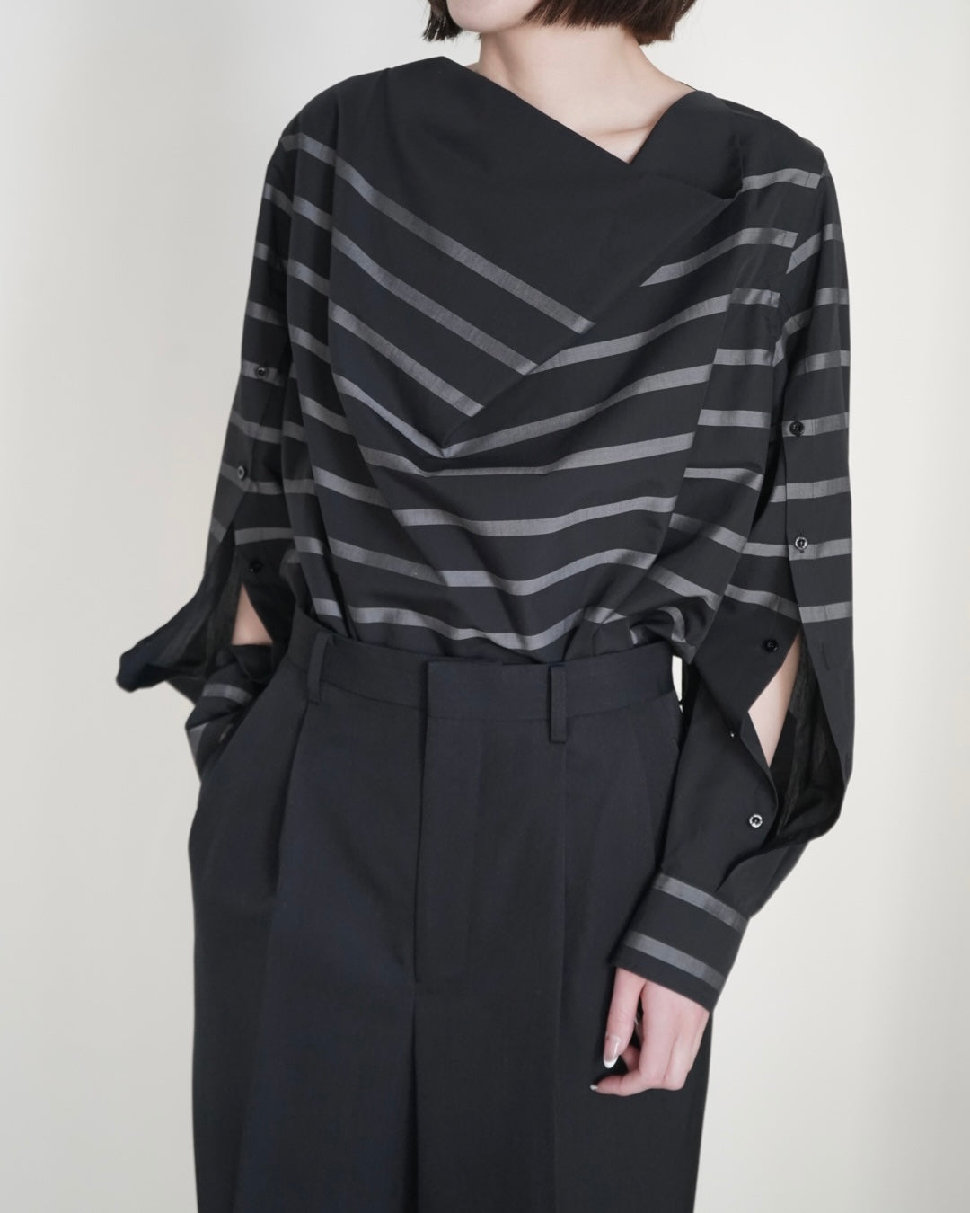 STRIPE COWL NECK BLOUSE