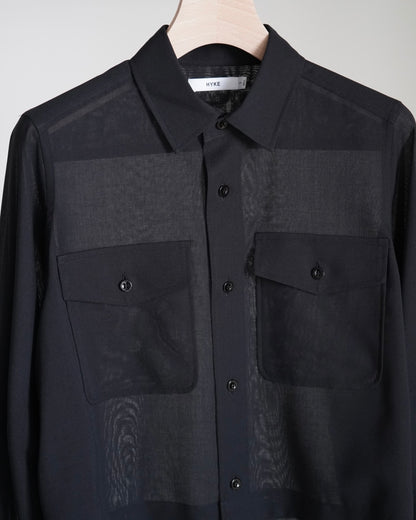 T/W VOILE BALLOON SLEEVE CROPPED SHIRT