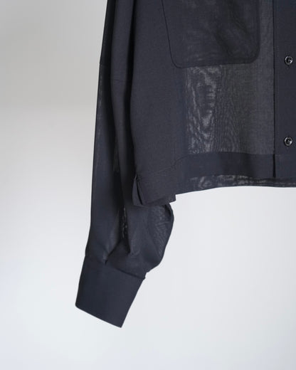 T/W VOILE BALLOON SLEEVE CROPPED SHIRT