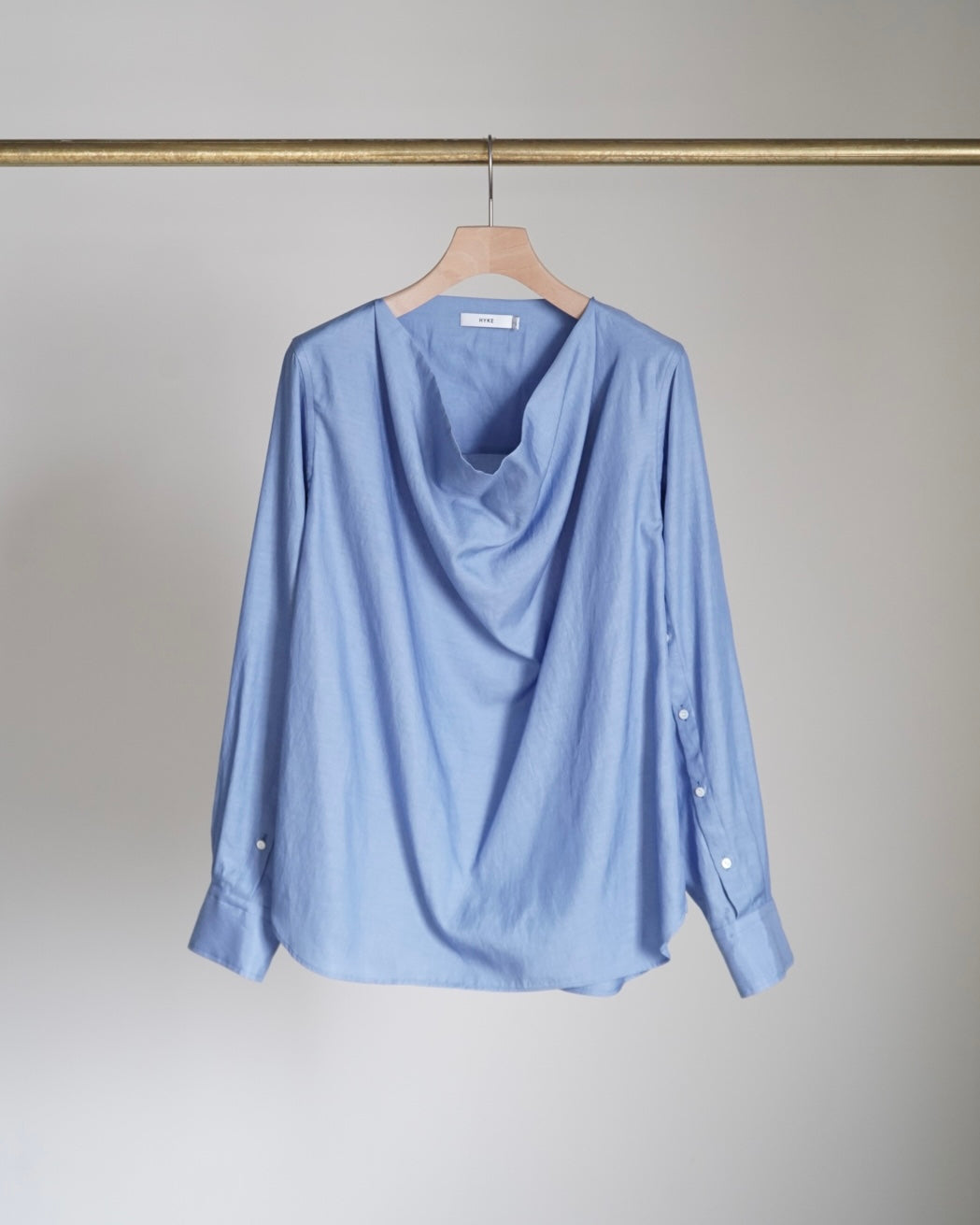 TWILL COWL NECK BLOUSE
