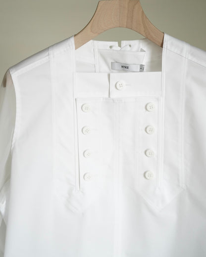 T/C SHEER SLEEVE SAILOR CROPPED BLOUSE