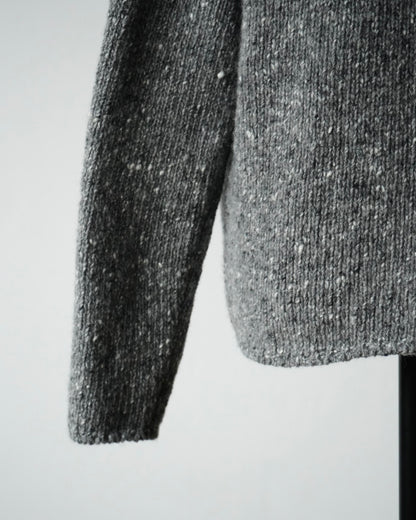 LOW-GAUGE HOMESPUN TWEED KNIT BOAT-NECK P/O