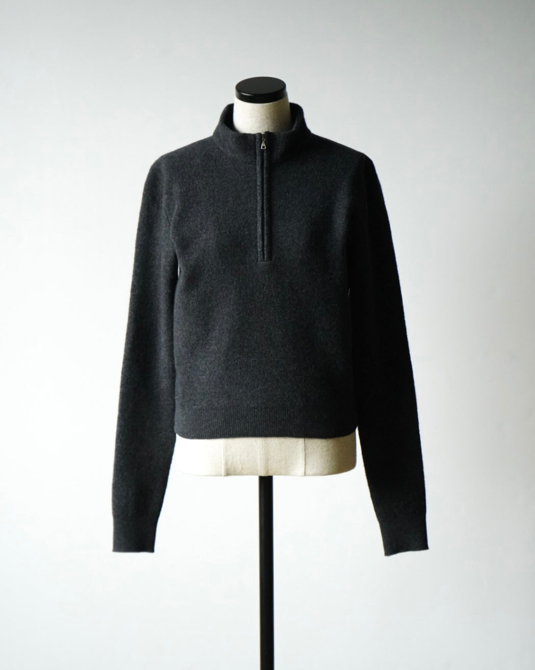 SMOOTH FULLED WOOL KNIT HALF ZIP P/O