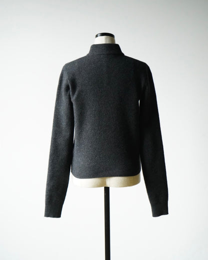 SMOOTH FULLED WOOL KNIT HALF ZIP P/O