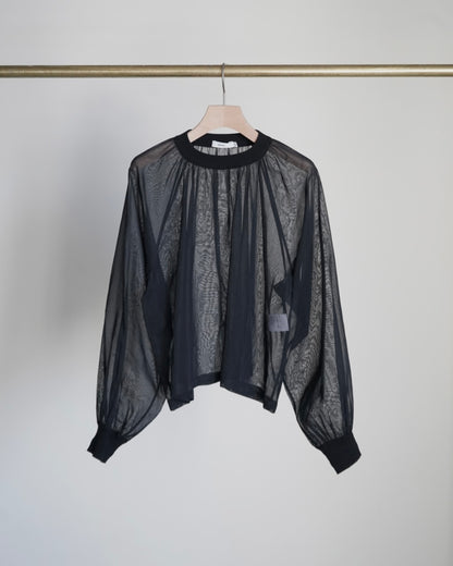 COTTON VOILE SHIRRED BLOUSE