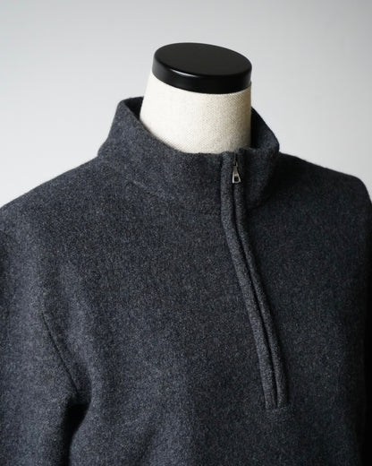 SMOOTH FULLED WOOL KNIT HALF ZIP P/O
