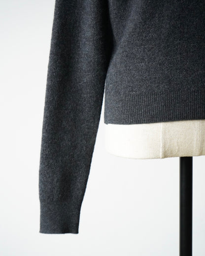 SMOOTH FULLED WOOL KNIT HALF ZIP P/O