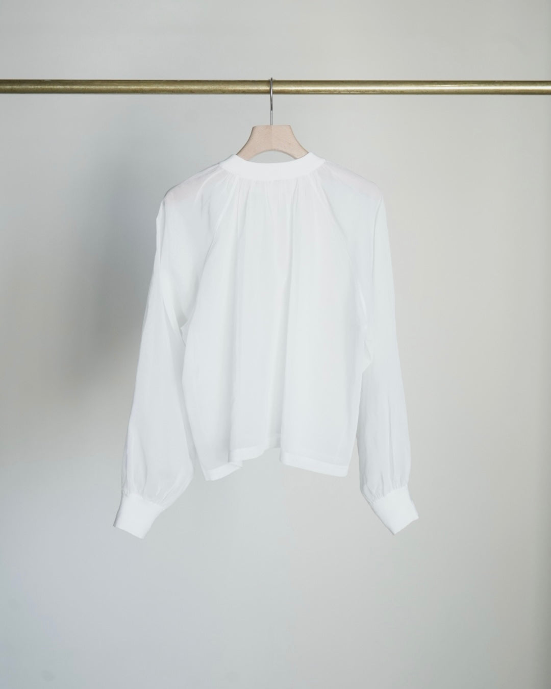 COTTON VOILE SHIRRED BLOUSE
