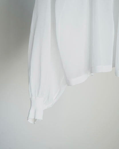 COTTON VOILE SHIRRED BLOUSE