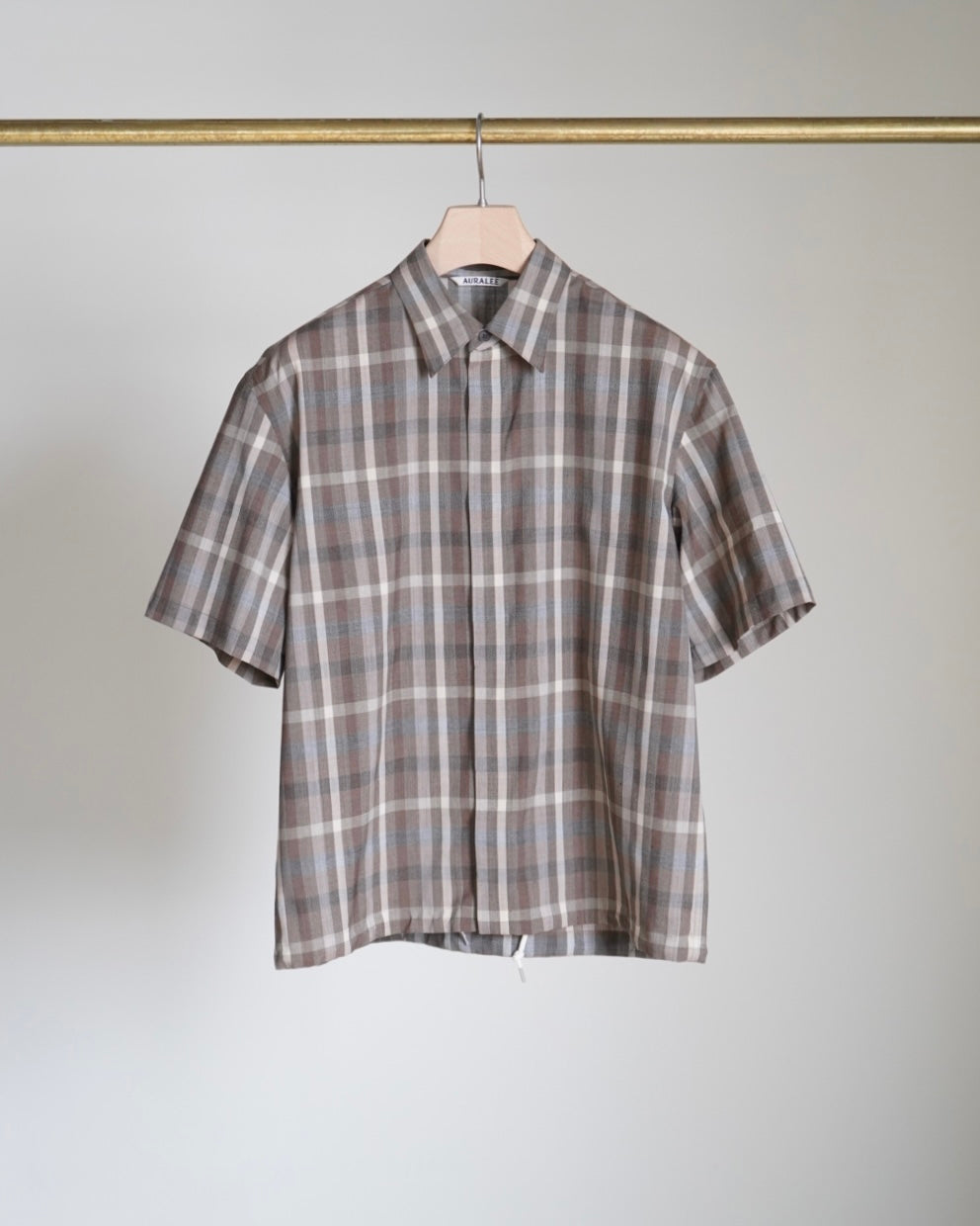 SUPER FINE TROPICAL WOOL CHECK HALF-SLEEVED SHIRT