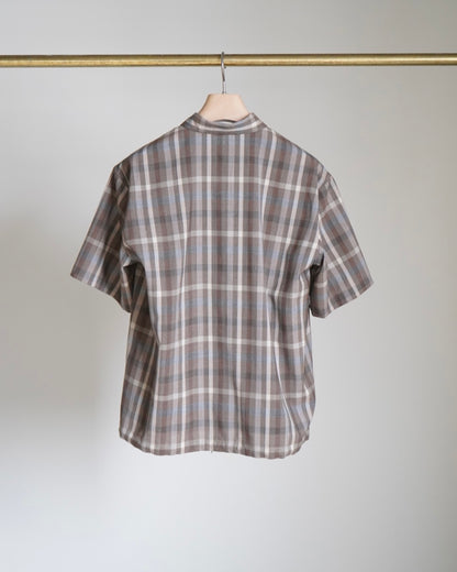 SUPER FINE TROPICAL WOOL CHECK HALF-SLEEVED SHIRT