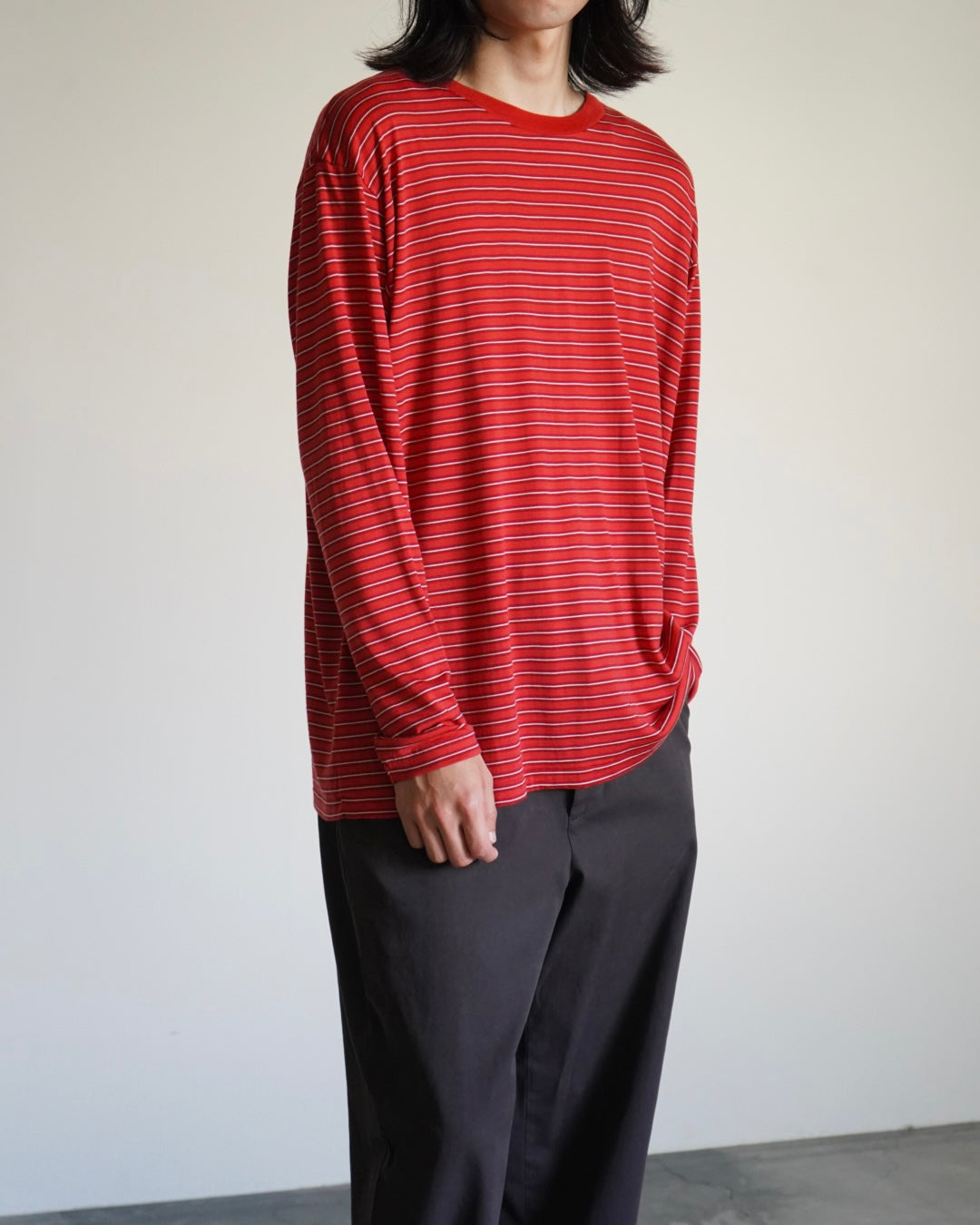 SOFT SMOOTH WOOL STRIPE JERSEY L/S TEE