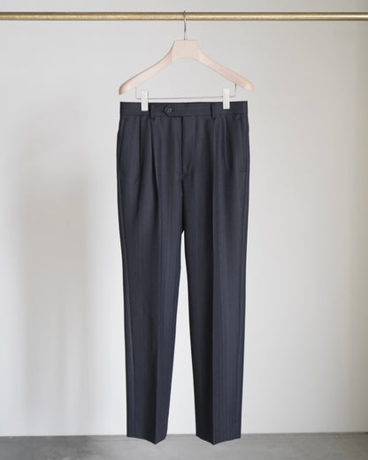 BLUEFACED WOOL TWO-TUCK SLACKS