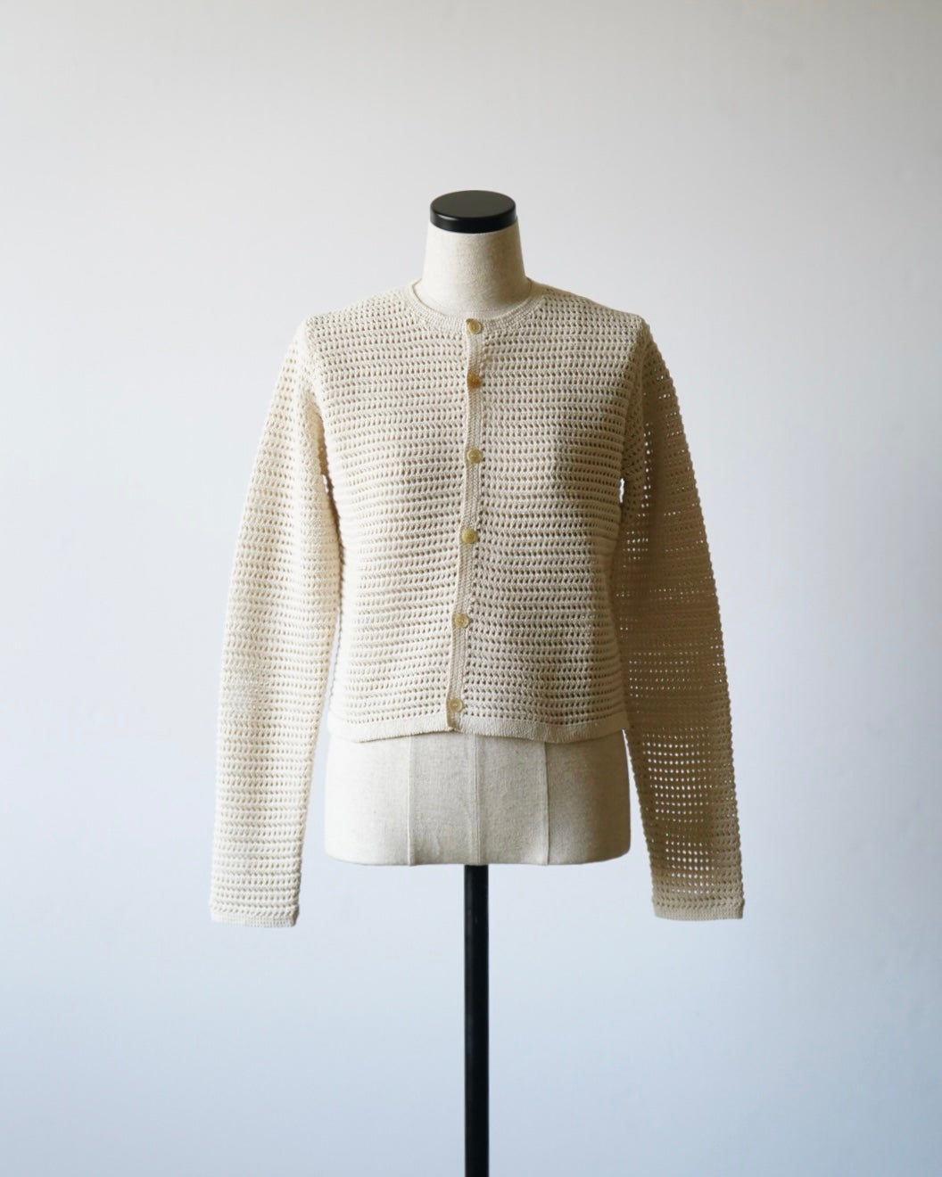 TUSSAH SILK COTTON MESH KNIT CARDIGAN