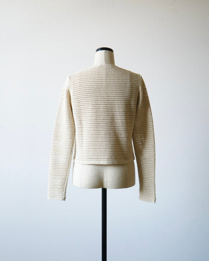 TUSSAH SILK COTTON MESH KNIT CARDIGAN