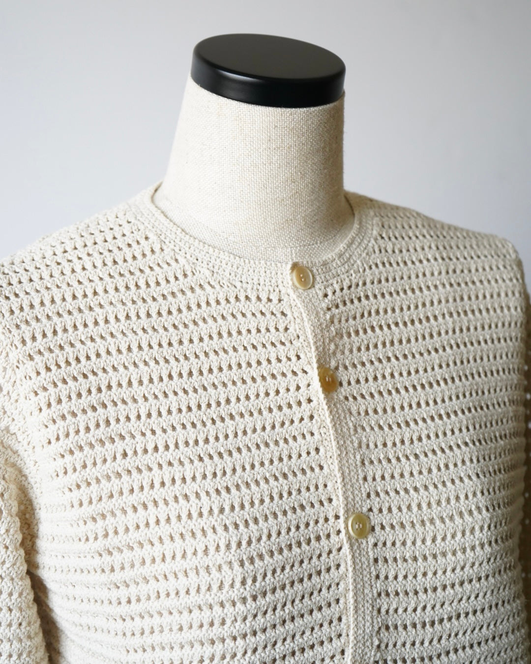 TUSSAH SILK COTTON MESH KNIT CARDIGAN