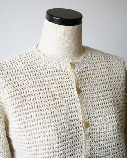 TUSSAH SILK COTTON MESH KNIT CARDIGAN