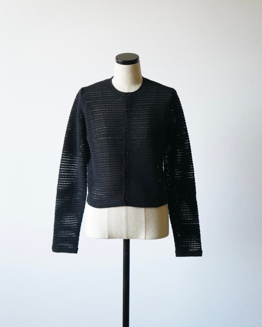 TUSSAH SILK COTTON MESH KNIT CARDIGAN