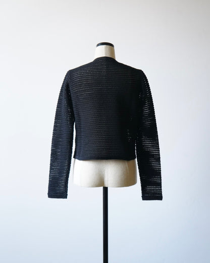 TUSSAH SILK COTTON MESH KNIT CARDIGAN