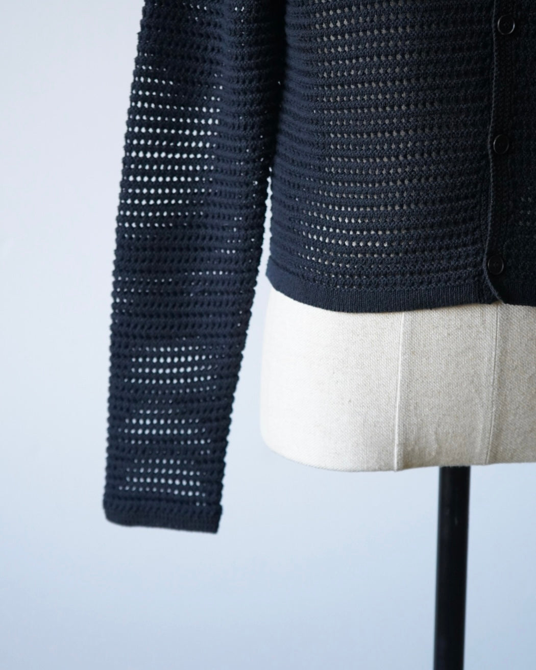 TUSSAH SILK COTTON MESH KNIT CARDIGAN
