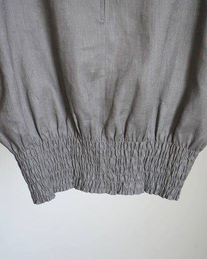 LINEN SHIRRED BLOUSE