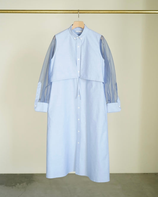 OXFORD SHEER SLEEVE DRESS