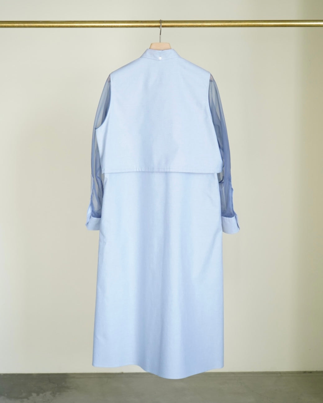 OXFORD SHEER SLEEVE DRESS