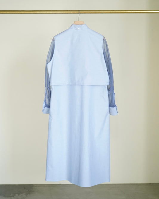 OXFORD SHEER SLEEVE DRESS