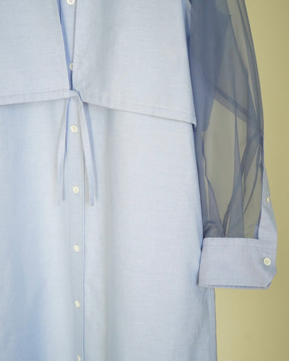 OXFORD SHEER SLEEVE DRESS
