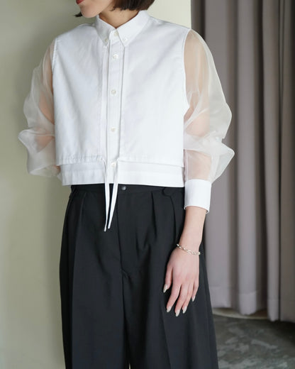 OXFORD SHEER SLEEVE SHIRT